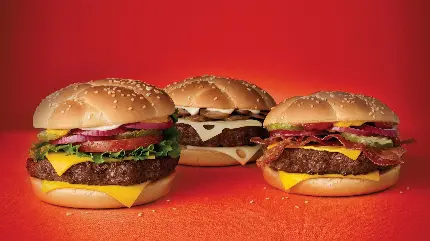 نمای تبلیغاتی از همبرگر های خوشمزه برای دسکتاپ 
