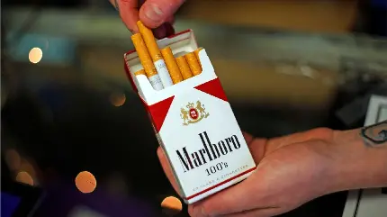 والپیپر جذاب سیگار مارلبرو در دستان یک مرد 