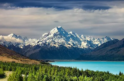 تلفیق سرسبزی و کوه و دریا در نیوزیلند برای پست اینستاگرام 