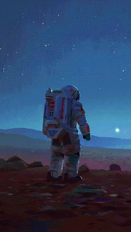 عکس زمینه ویژه فضانورد با زمینه‌ آسمان پرستاره آبی با کيفيت اصلی 