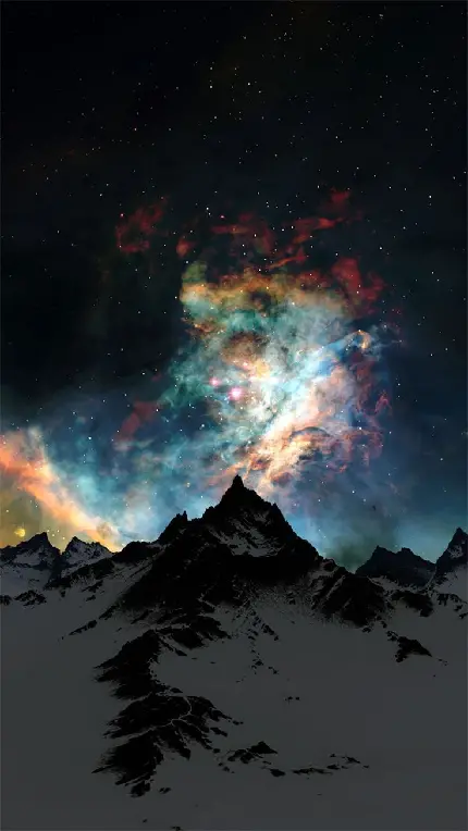 تصویر کیوت از طبیعت و آسمان شب و کهکشان راە شیری بر فراز کوه‌ها خاص گوشی اندروید
