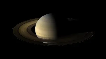 تصویر زمینه 8K زیبا از سیاره زحل با دو نیمه تاریک و روشن 