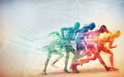 تصویر گرافیکی منحصر به فرد از ورزش دویدن با تم رنگارنگ 