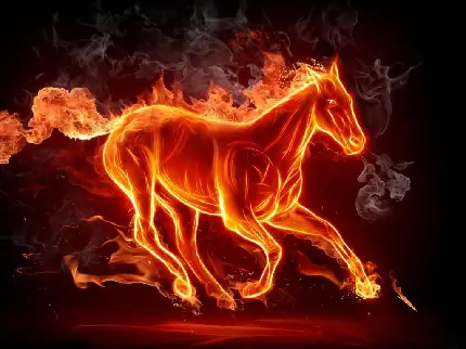 عکس جادویی از آتش داغ با طرح اسب در حال دویدن 