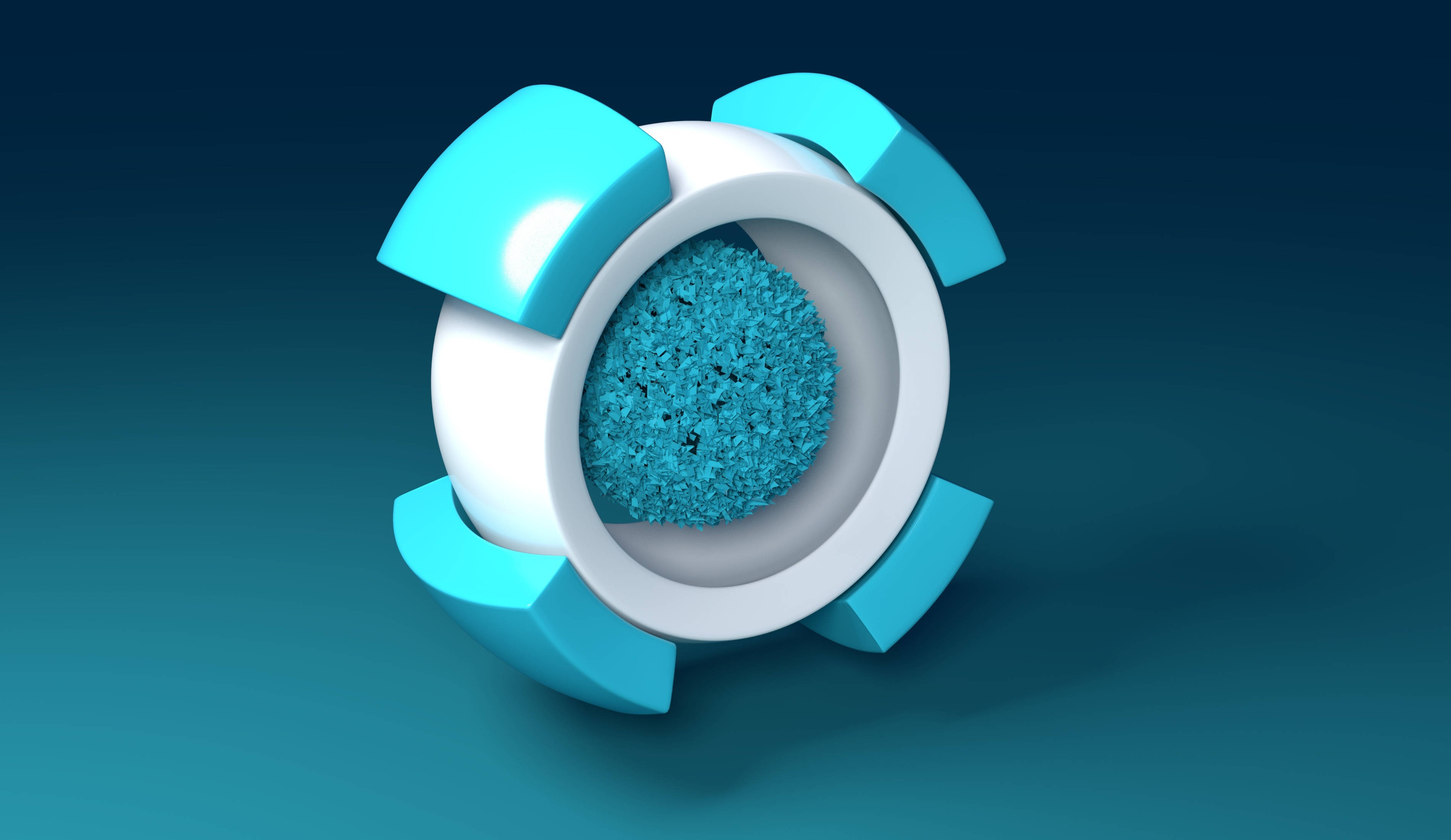 تصویر سه بعدی شیک آبی با طرح حلقه سفید مخصوص زمینه کامپیوتر