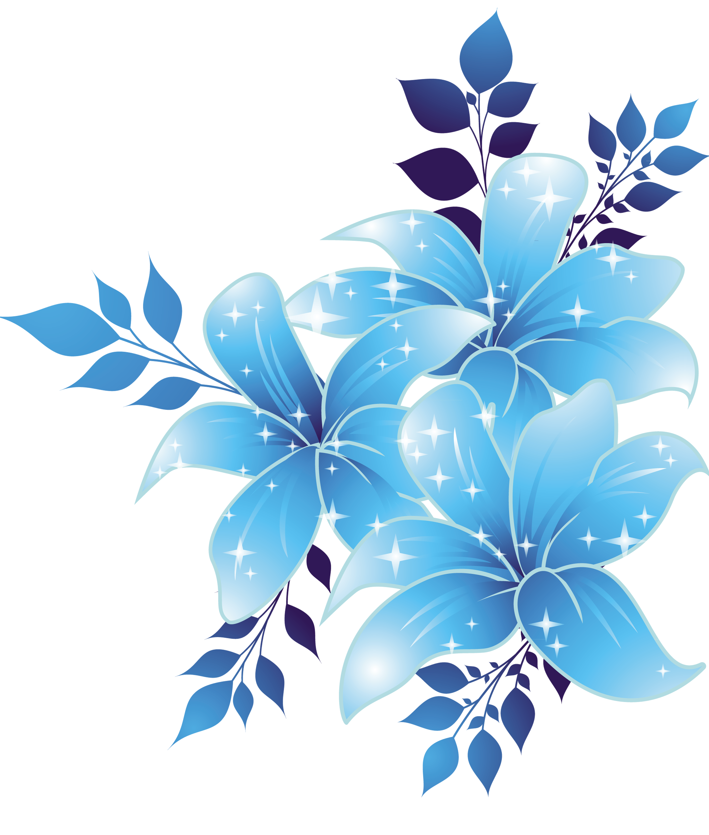 بک گراند بسیار باکیفیت فتوشاپ از گل آبی با فرمت PNG 