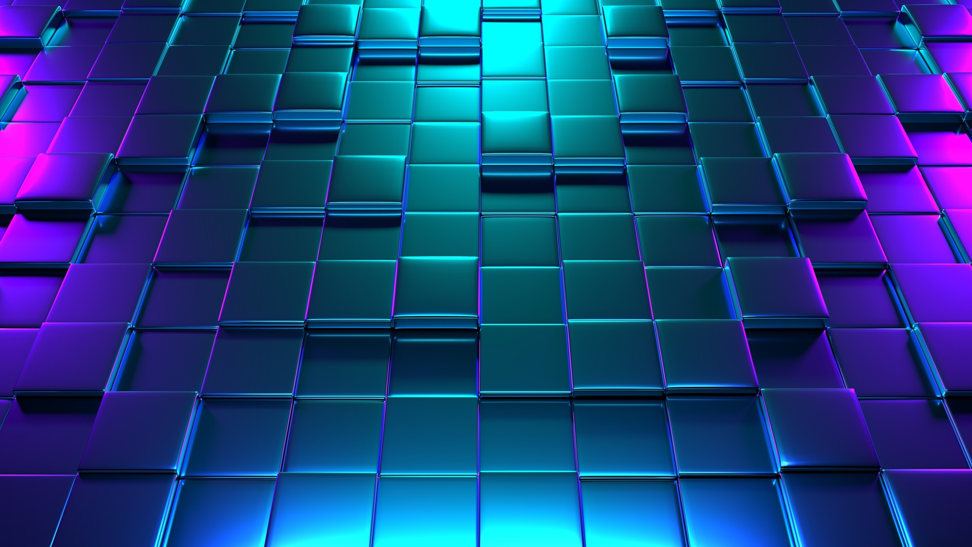 عکس استوک سه بعدی مکعب های فلزی آبی بنفش با کیفیت عالی