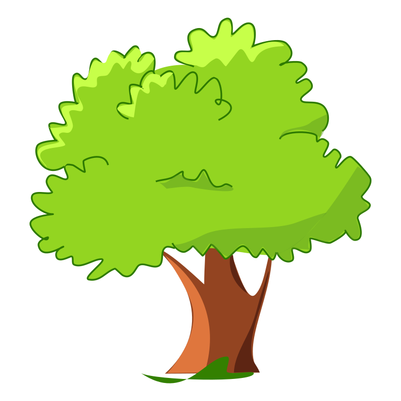 نقاشی جدید از درخت کارتونی سبز به حالت دوربری شده
