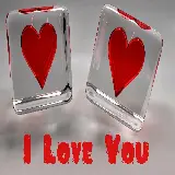چاپ قاب موبایل و گوشی تصویر عاشقانه i love you قلب های قرمز در مکعب های شیشه ای