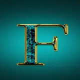 چاپ قاب موبایل و گوشی تصویر استوک رزینی سبز آبی با کنارە‌های زرد رنگ حرف F باکیفیت اچ دی