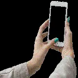 چاپ قاب موبایل و گوشی عکس خام گوشی لمسی در دست خانم برای فتوشاپ PNG