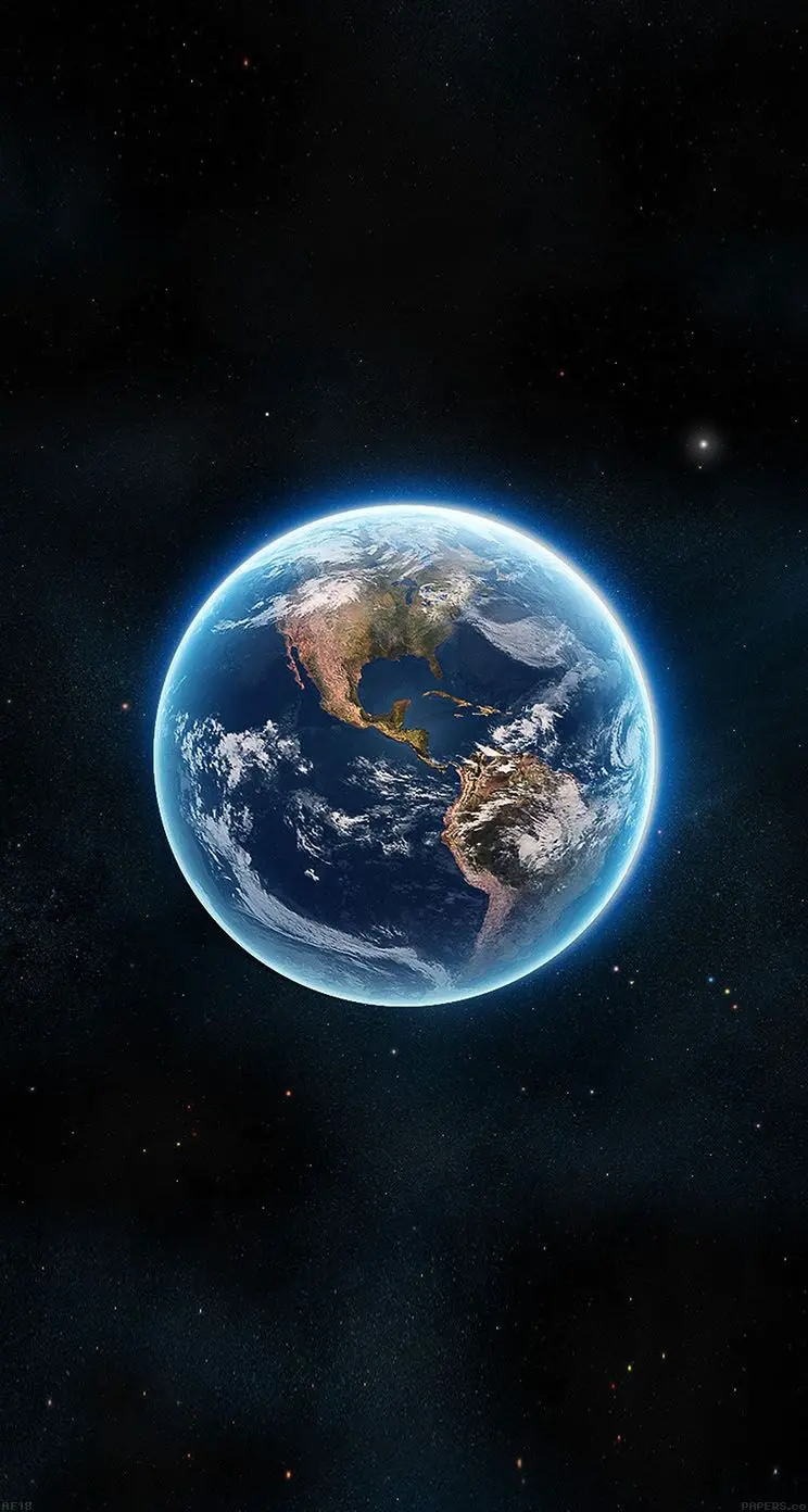 کره‌ زمین با هاله آبی رنگ نورانی در کهکشان سیاه 2023