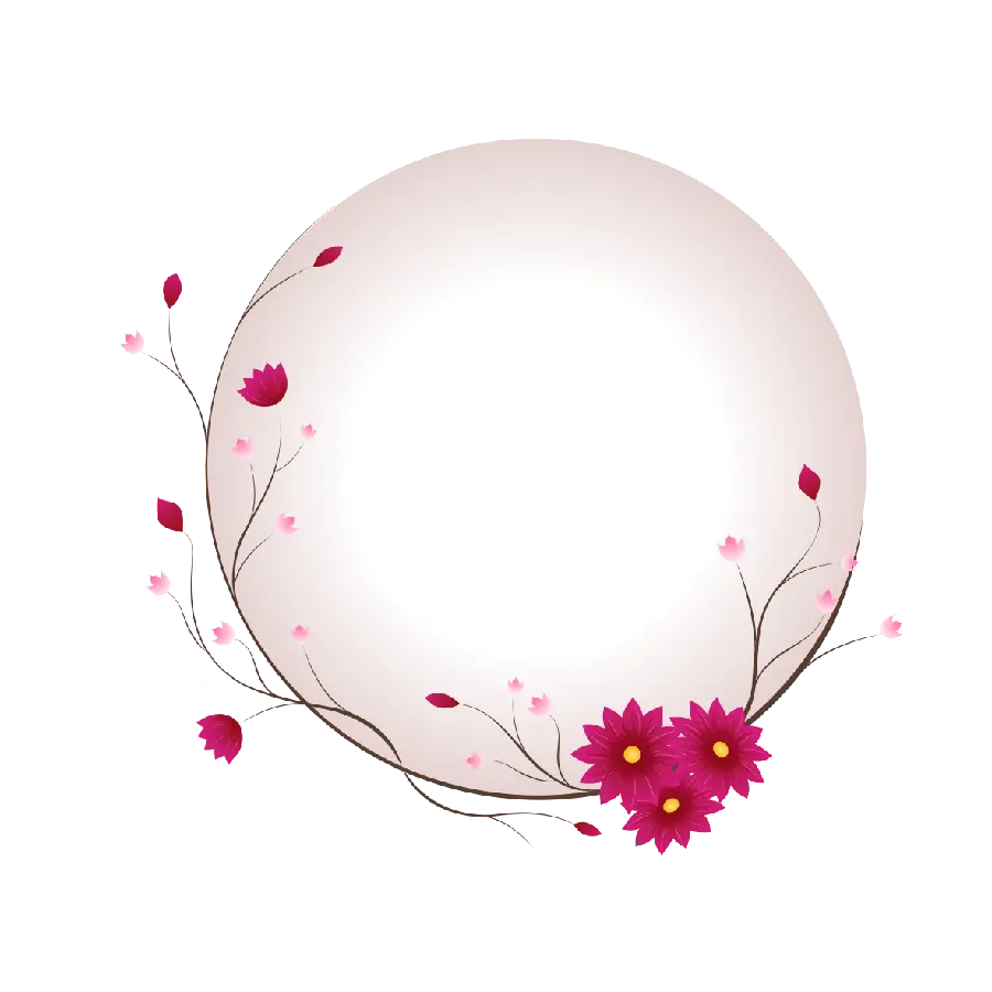 حباب دایره ای و نقاشی گل زیبا دور بریده شده مناسب برای پروفایل