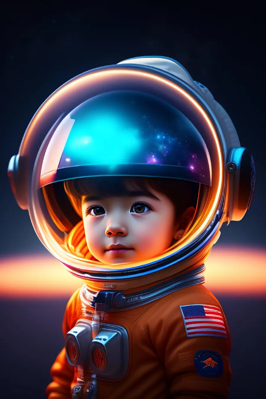 عکس کیوت و خوشگل پسر بچه فضانورد با لباس مخصوص برای پروفایل ساخت هوش مصنوعی