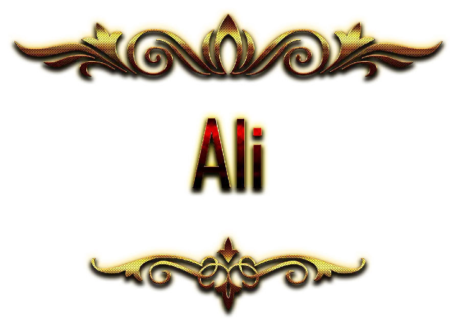 تصویر دوربری شده Ali انگلیسی به رنگ طلایی با کیفیت 8k
