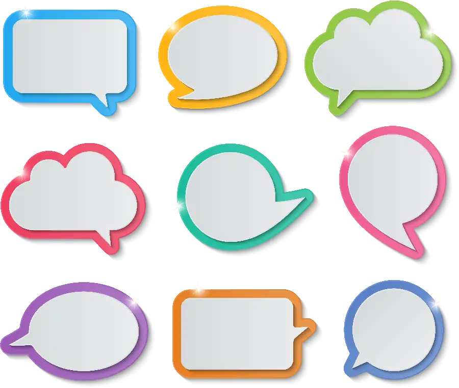 دانلود تصویر وکتور برچسب حباب ابر برای متن و گفتگو PNG