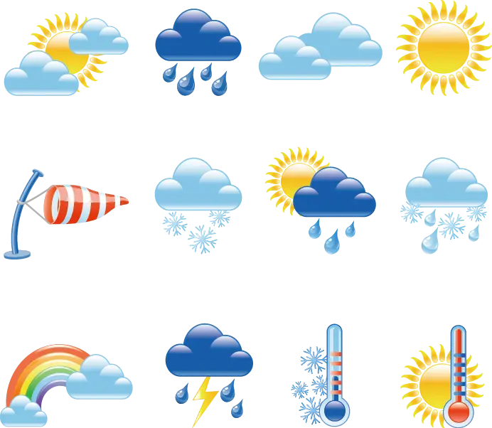 عکس ابر کارتونی و علایم هواشناسی PNG