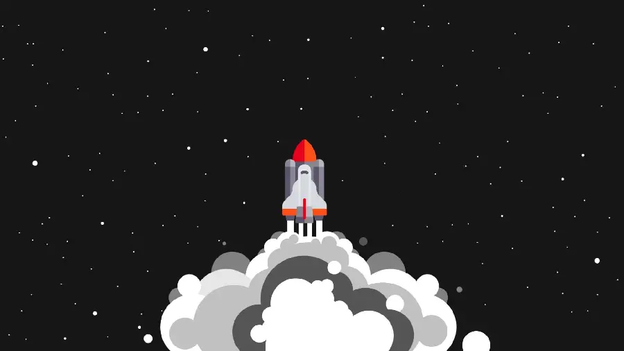 نقاشی دیجیتالی بامزه پرتاب موشک به فضا با کیفیت بالا
