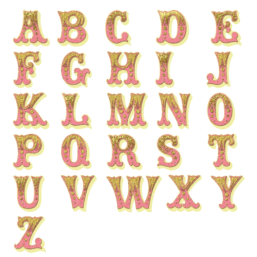 عکس حروف الفبای انگلیسی 3بعدی صورتی زیبا