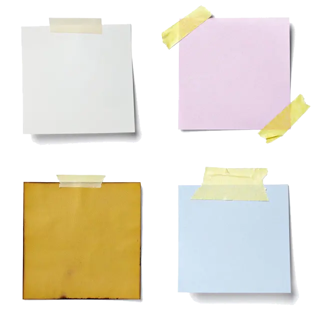 انواع برچسب های کاغذی دور بریده شده مربعی PNG
