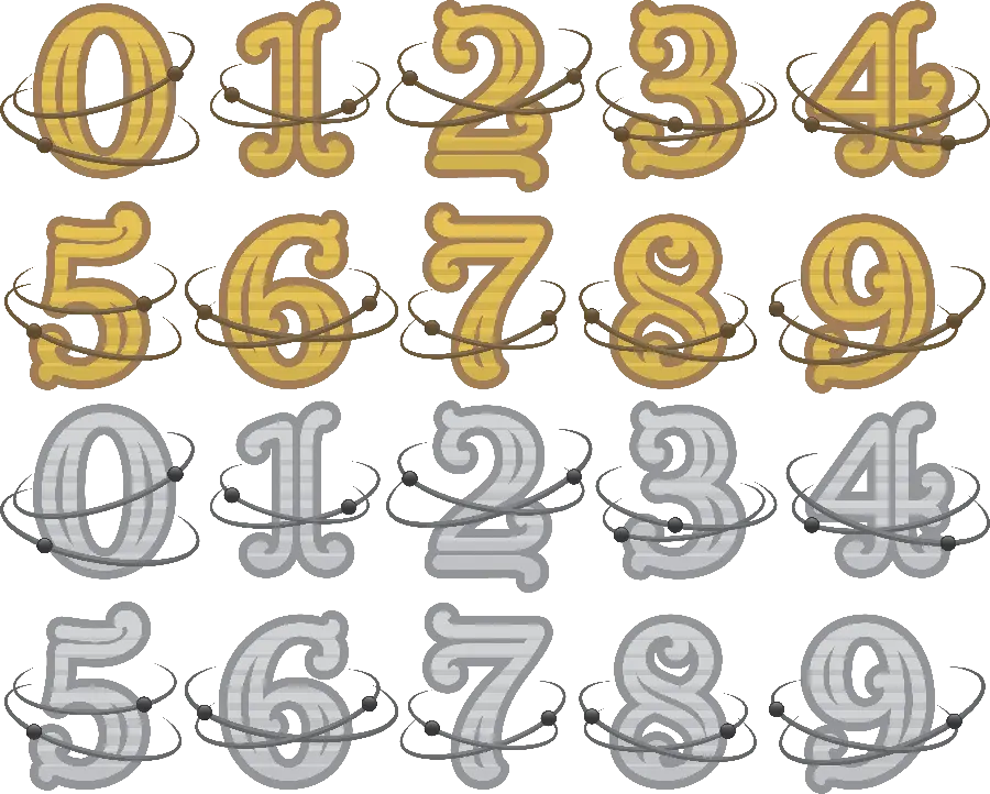 عکس اعداد یک تا ده طلایی و نقره ای بدون پس زمینه
