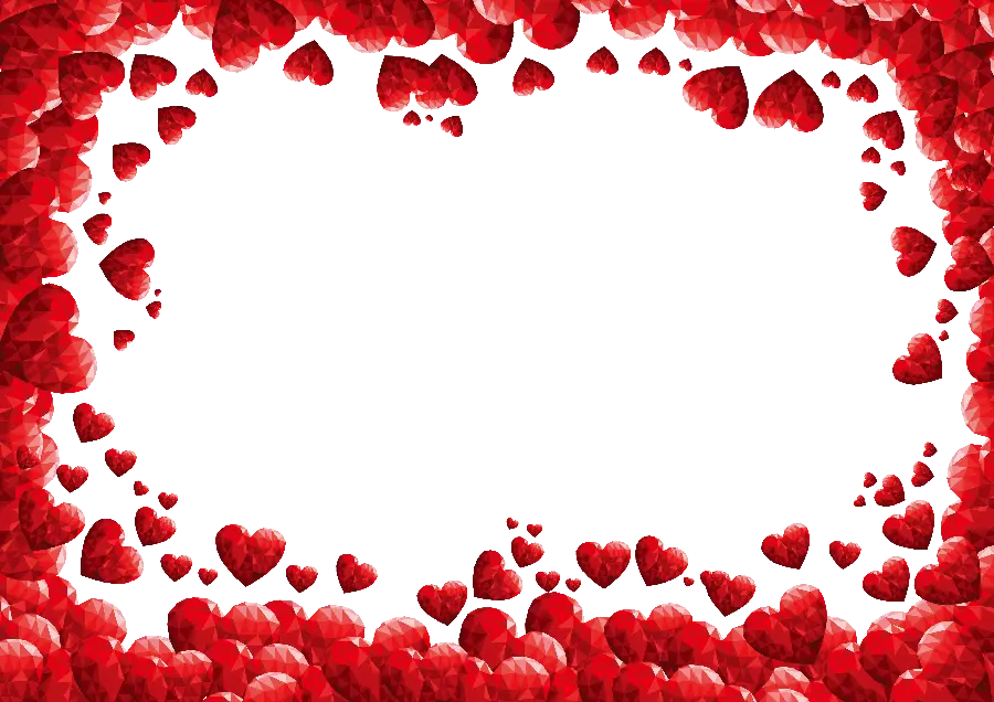 کادر برای ادیت عکس و متن های عاشقانه با طرح قلب های قرمز و پس زمینه سفید