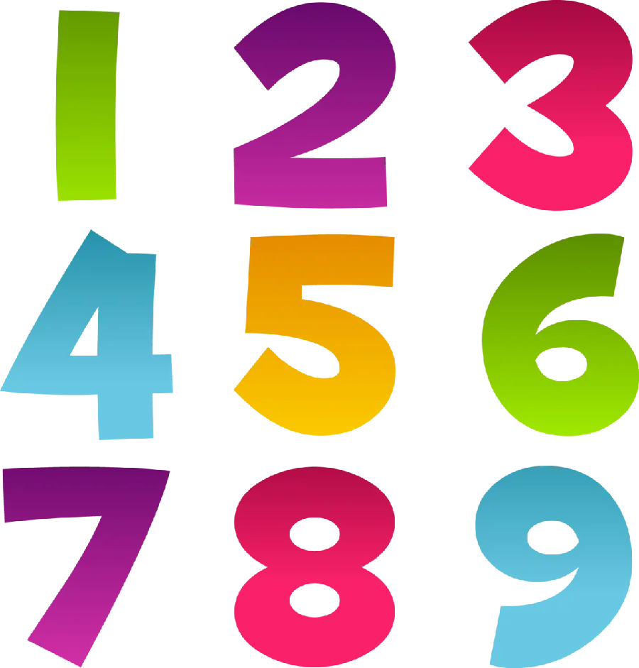اعداد ریاضی رنگارنگ png