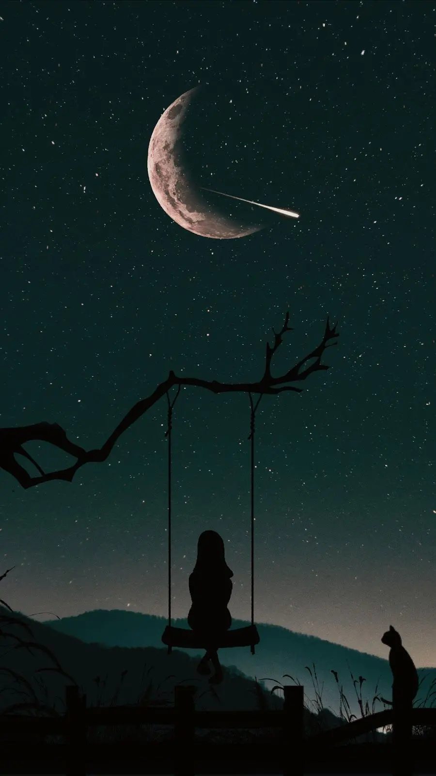 والپیپر تنهایی جدید و خفن دخترونه با تم آسمان پرستاره شب
