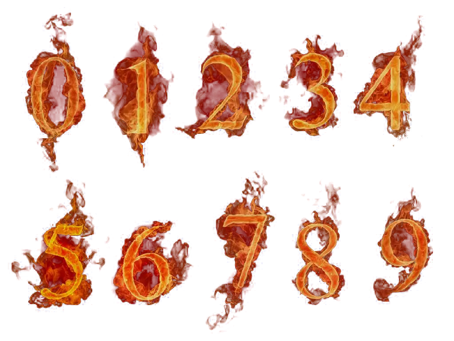 عکس عدد های آتشی و png 1 تا 9