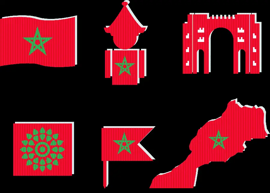 PNG بدون زمینه از پرچم مراکش به شکل های مختلف