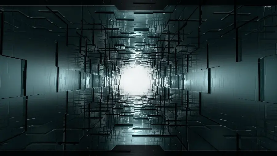 زمینه چندبعدی لپتاپ با طرح جذاب تونل متنهی به روشنایی