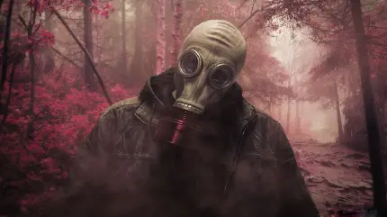پروفایل مفهومی HD از مرد ماسک پوشیده در آلودگی هوا