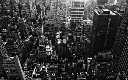 دانلود عکس هنری سیاه و سفید شهر پیشرفته از زاویه بالا