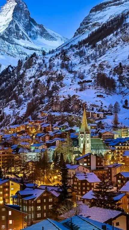 رویایی ترین Wallpaper دهکده زیبا کوهستان آلپ سوئیس