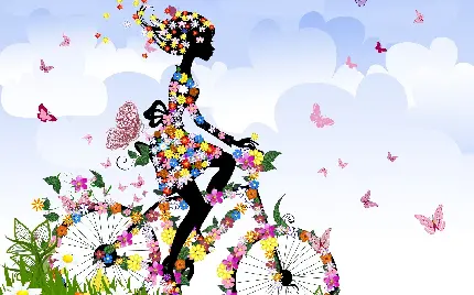 پروفایل دخترانه گل گلی دختر دوچرخه سوار در فصل بهار