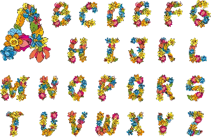 عکس حروف الفبای انگلیسی طرح گلها