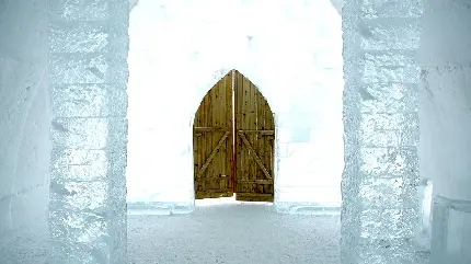 تصویر زمینه فوق العاده مفهومی 4k در چوبی در برف