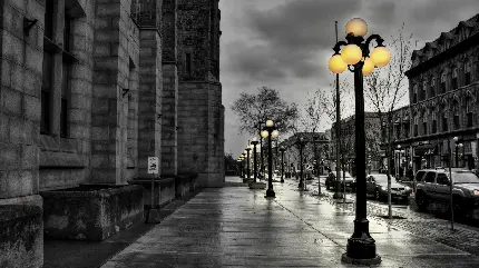 عکس زمینه تماشایی Full HD از شهر با چراغ های زرد رنگ