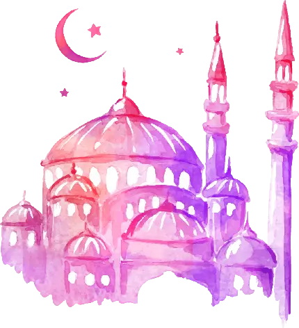چاپ پوستر نقاشی دیدنی ماه مبارک رمضان با تم صورتی بنفش 