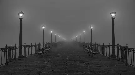 تصویر زمینه پل چوبی چراغدار مناسب پروفایل تنهایی