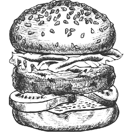 شیک ترین طراحی سیاه سفید همبرگر برای تابلو مغازه