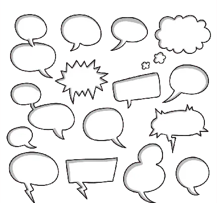 مجموعه وکتور ابر کادر گفتگو به صورت سیاه و سفید