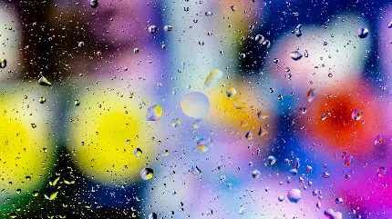 تصویر زمینه شیک و باکلاس شیشه بارانی با پس زمینه رنگی قشنگ