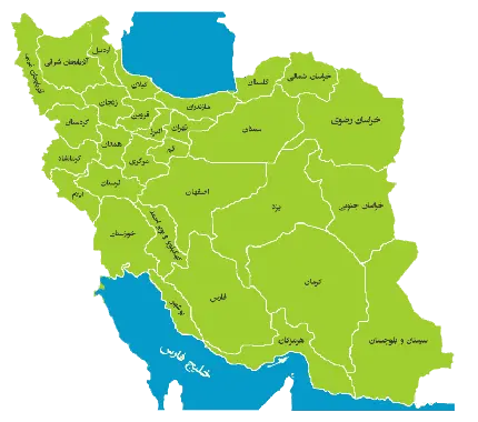 نقشه کامل ایران با نوشتن شهرها در فرمت png رایگان