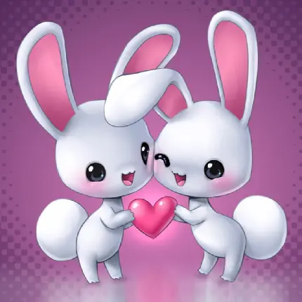 بهترین پروفایل سفید صورتی عاشقانه با نمای دو خرگوش