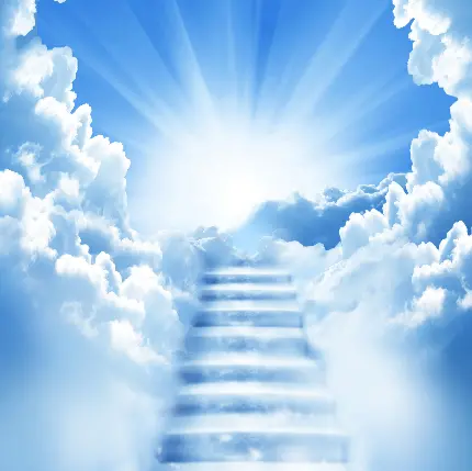 عکس پروفایل بهشت و پله هایی در لا به لای ابرهای سفید