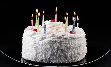 جدید ترین تصویر کیک تولد سفید با شمع روشن برای کلیپ 4K