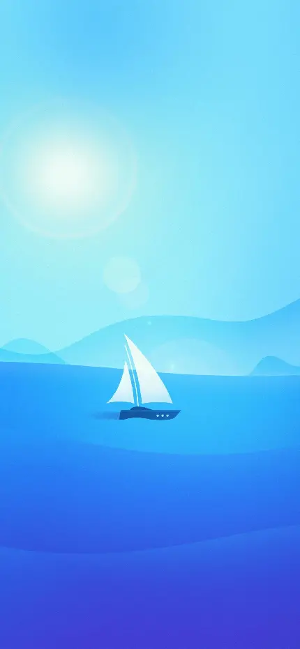 Background نقاشی خوشگل قایق و دریا مناسب عاشقان رنگ آبی