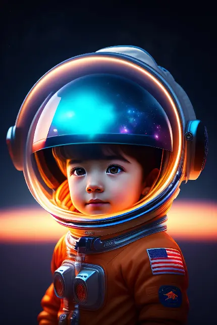 عکس کیوت و خوشگل پسر بچه فضانورد با لباس مخصوص برای پروفایل ساخت هوش مصنوعی