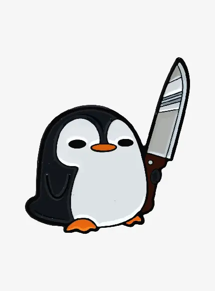 پروفایل کیوت و گوگولی پنگوئن چاقو به دست برای تلگرام